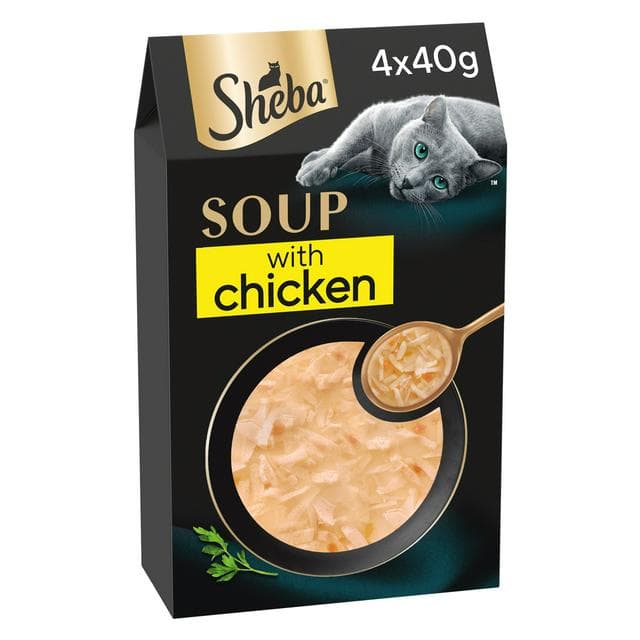Sheba Classics Soup Chicken Adult Wet Cat Food Pouches 4 x 40g - gallery image 1