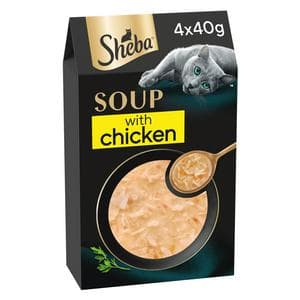 Sheba Classics Soup Chicken Adult Wet Cat Food Pouches 4 x 40g