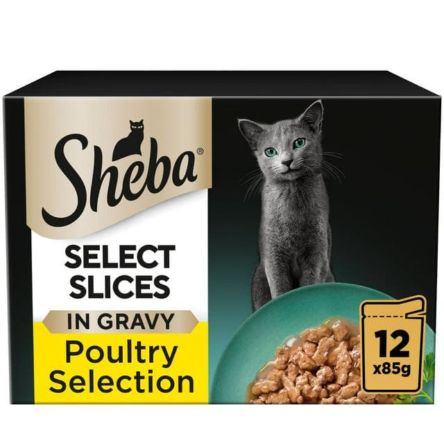 Sheba Select Slices 12 x 85g Poultry in Gravy Adult Wet Cat Food Pouches - gallery image 1