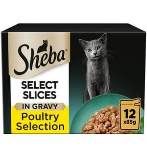 Sheba Select Slices 12 x 85g Poultry in Gravy Adult Wet Cat Food Pouches