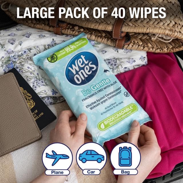 Wet Ones Be Gentle 40 x Anti-Bacterial Hand Wipes - gallery image 4
