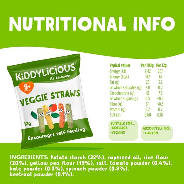 Kiddylicious Veggie Straws Baby Snacks 12g - gallery image 3