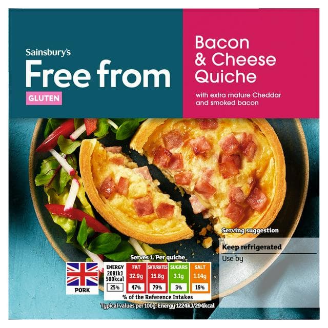 Sainsbury's Free From Cheese & Bacon Quiche 170g - gallery image 1