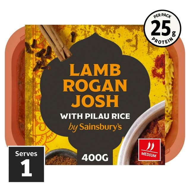 Sainsbury's Indian Lamb Rogan Josh with Pilau Rice Ready Meal for 1 400g - gallery image 1