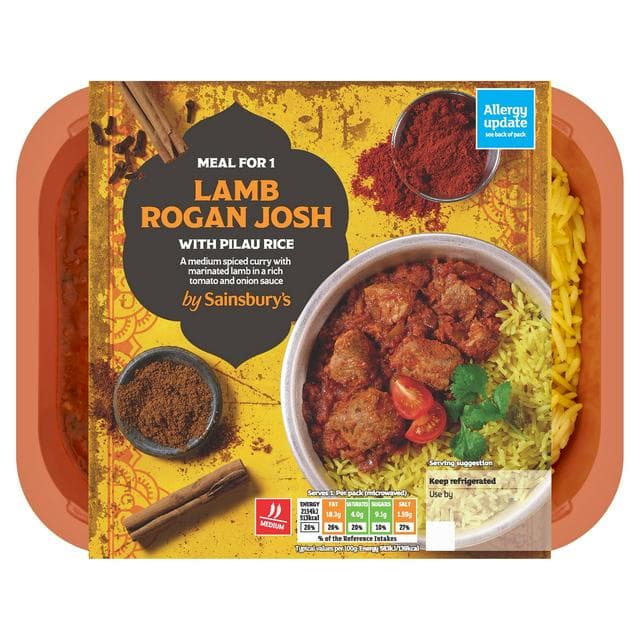 Sainsbury's Indian Lamb Rogan Josh with Pilau Rice Ready Meal for 1 400g - gallery image 1