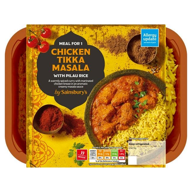 Sainsbury's Indian Chicken Tikka Masala with Pilau Rice Ready Meal for 1 400g - gallery image 1