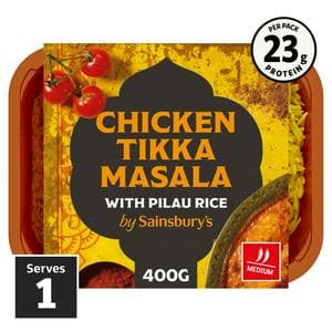 Sainsbury's Indian Chicken Tikka Masala with Pilau Rice Ready Meal for 1 400g