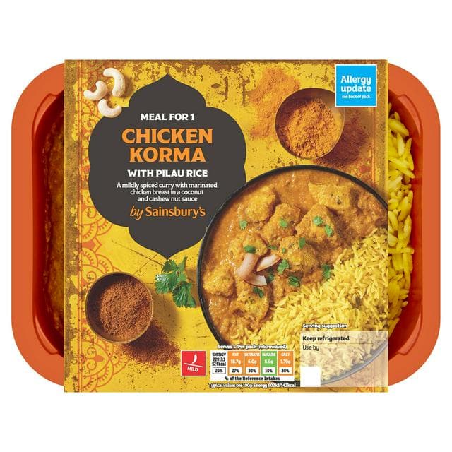 Sainsbury's Indian Chicken Korma with Pilau Rice Ready Meal for 1 400g - gallery image 1