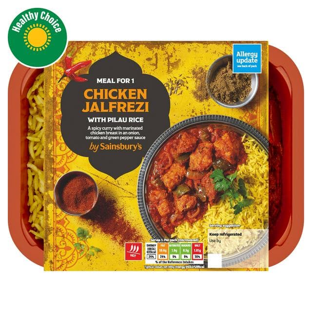 Sainsbury's Indian Chicken Jalfrezi with Pilau Rice Ready Meal for 1 400g - gallery image 1