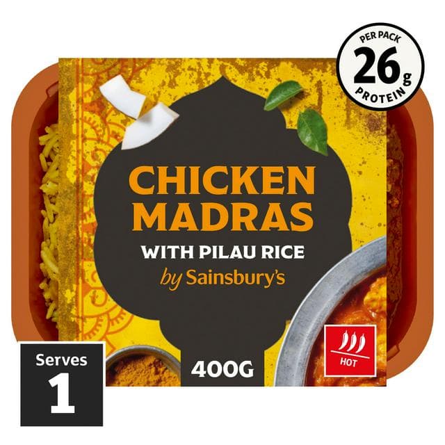 Sainsbury's Indian Chicken Madras with Pilau Rice Ready Meal for 1 400g - gallery image 1