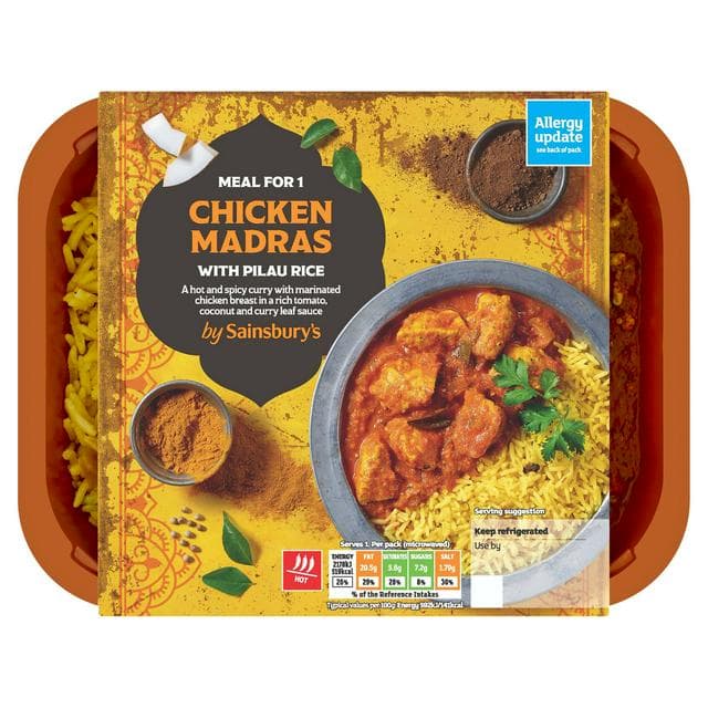 Sainsbury's Indian Chicken Madras with Pilau Rice Ready Meal for 1 400g - gallery image 1