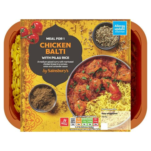Sainsbury's Indian Chicken Balti with Pilau Rice Ready Meal for 1 400g - gallery image 1