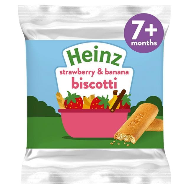 Heinz Strawberry & Banana Biscotti Baby Food Snacks 7+ Months 60g - gallery image 1