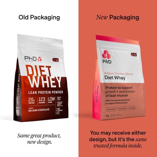 PhD Diet Whey Protein Powder Belgian Chocolate 1kg - gallery image 2