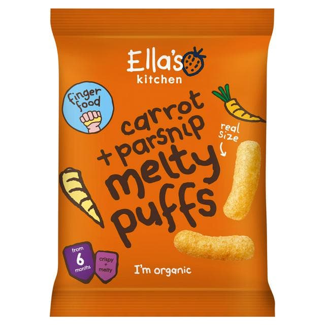 Ella's Kitchen Organic Carrot & Parsnip Melty Puffs Baby Snack 6+ Months 20g - gallery image 1