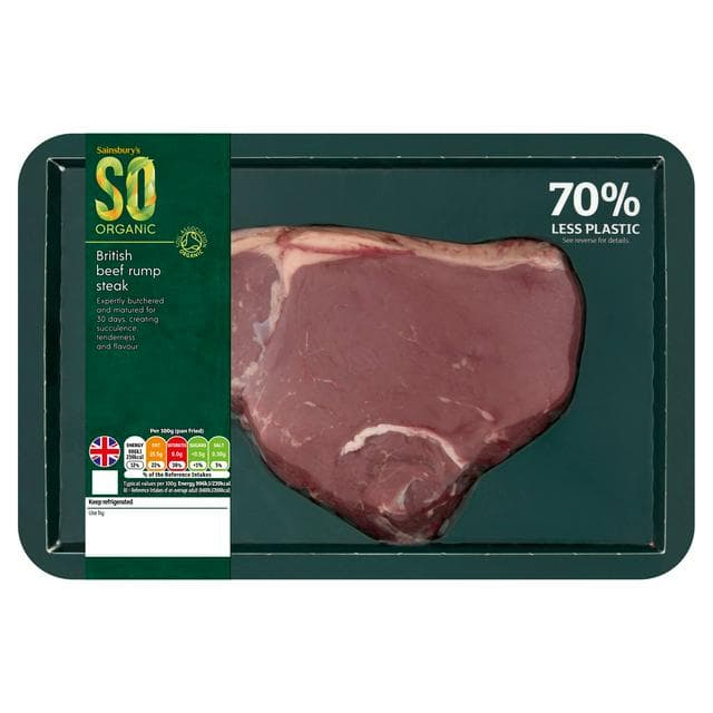 Sainsbury's 30 Days Matured British Beef Rump Steak, So Organic 225g - gallery image 1