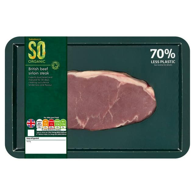 Sainsbury's 30 Days Matured British Beef Sirloin Steak, So Organic 225g - gallery image 1