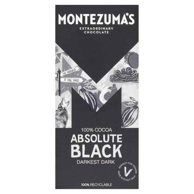 Montezuma's Dark Chocolate Absolute Black 100% Cocoa 90g - gallery image 1