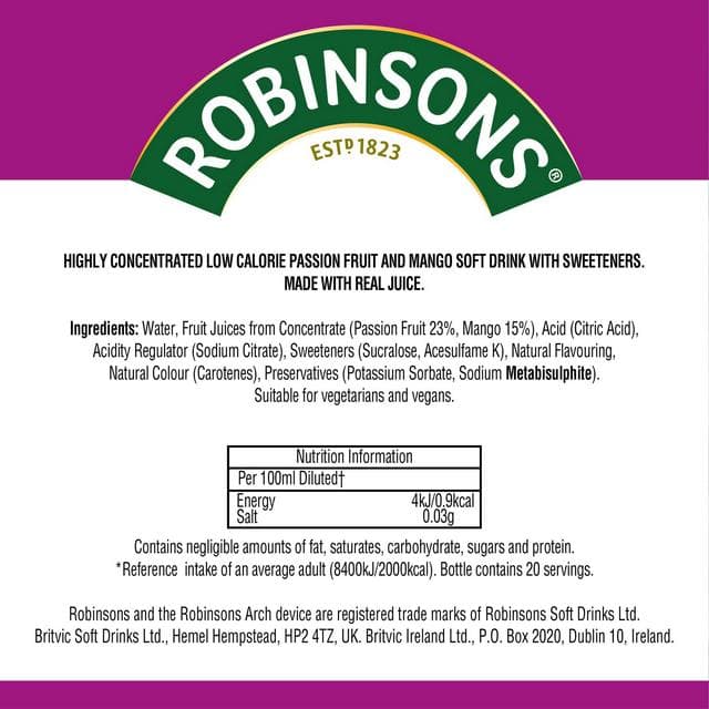 Robinsons Mini Passion Fruit & Mango On The Go Squash 66ml - gallery image 2