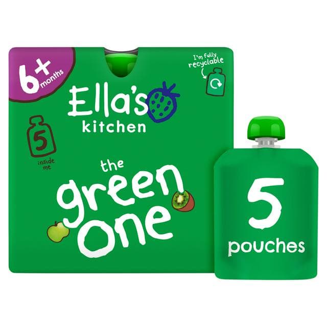 Ella's Kitchen Organic the Green One Smoothie Multipack Baby Food Pouch 6+ Months 5x90g - gallery image 1