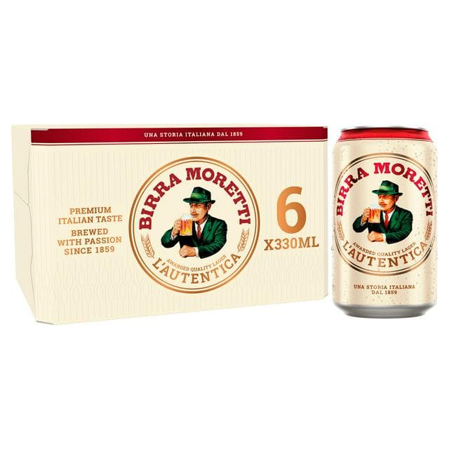 Birra Moretti Lager Beer Cans 6 x 330ml - gallery image 1