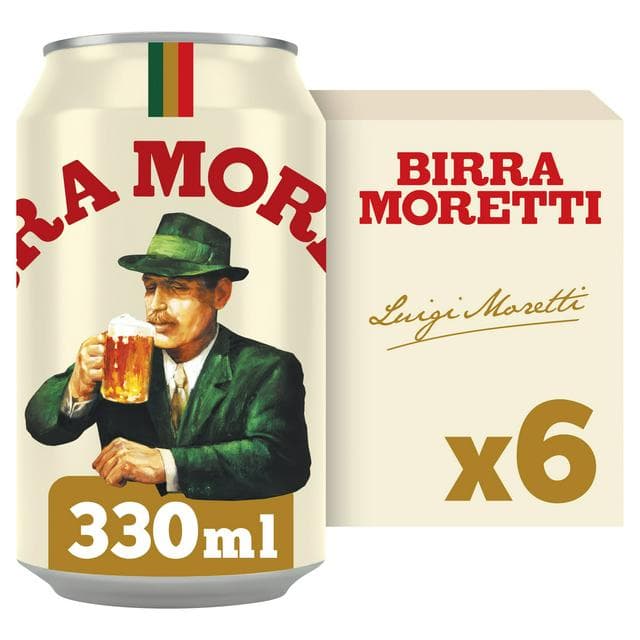 Birra Moretti Lager Beer Cans 6 x 330ml - gallery image 1