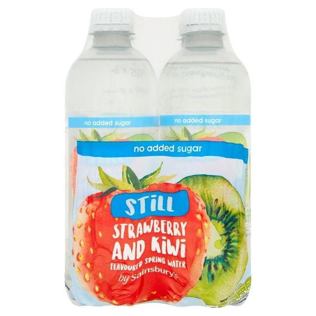 Sainsbury's Bottled Still Flavoured Water Strawberry & Kiwi, No Added Sugar 4x500ml - gallery image 1