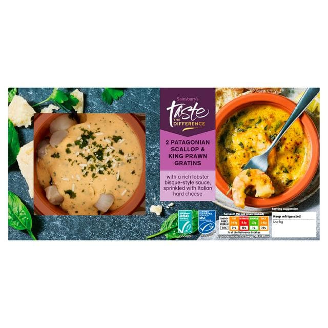 Sainsbury's Patagonian Scallops & King Prawns Gratins, Taste the Difference x2 240g - gallery image 1