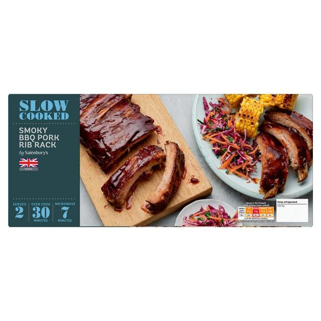 Sainsbury's Slow Cooked British Pork Ribs Smokey BBQ Sauce 646g (Serves 2) - gallery image 1