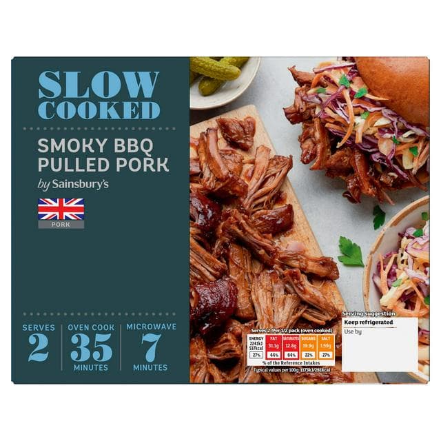 Sainsbury's Slow Cooked British Pulled Pork with Smokey BBQ Sauce 569g (Serves 2) - gallery image 1