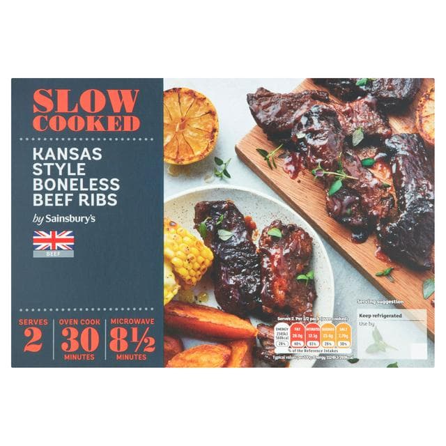 Sainsbury's Slow Cook Boneless Beef Ribs with BBQ Sauce 515g (Serves 2) - gallery image 1