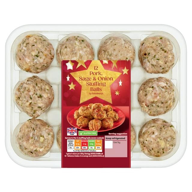 Sainsbury's British Pork Sage & Onion Stuffing Balls x12 360g - gallery image 1