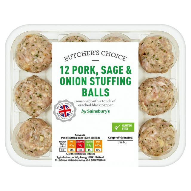 Sainsbury's British Pork Sage & Onion Stuffing Balls x12 360g - gallery image 1