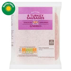 Sainsbury's 8 x British Turkey Sausages 454g