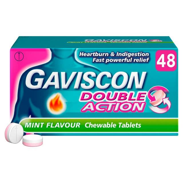 Gaviscon Double Action Heartburn & Indigestion Mint Flavour Tablets x48 - gallery image 1