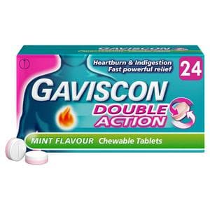 Gaviscon Double Action Heartburn & Indigestion Mint Tablets x24