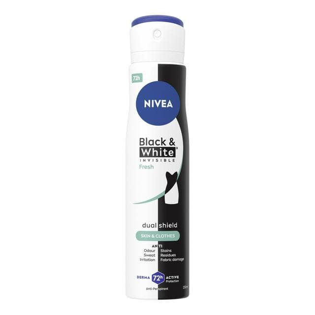 Nivea Black & White Fresh Anti Perspirant Deodorant Spray 250ml - gallery image 1