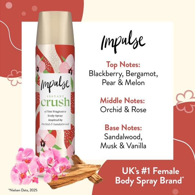 Impulse Body Spray Deodorant, Instant Crush 75ml - gallery image 4