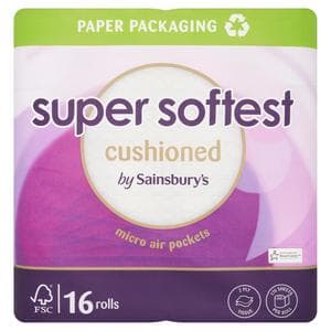Sainsbury's Super Soft Cushioned Toilet Tissue Rolls x16