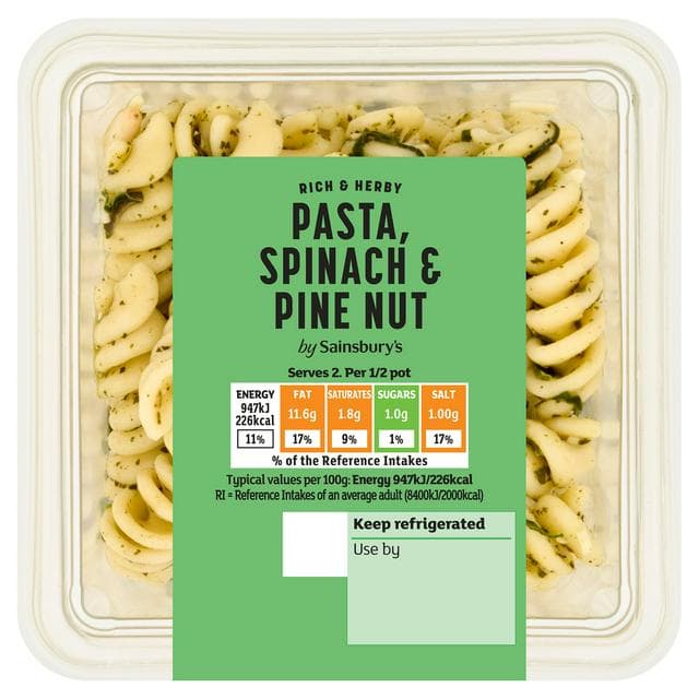 Sainsbury's Pasta, Spinach & Pinenut Salad 200g - gallery image 1