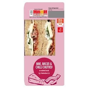 Sainsbury's Brie, Bacon & Chilli Chutney on Malted Bread Sandwich