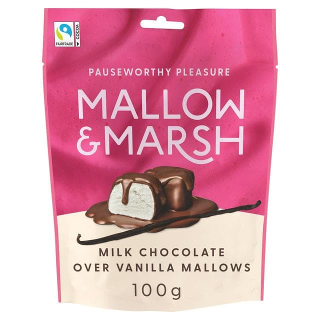 Mallow & Marsh Vanilla Marshmallows Coated in Milk Chocolate 100g - gallery image 1