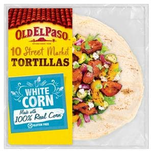 Old El Paso 10 Small Mexican Gluten Free White Corn Taco Tortilla Wraps 208g