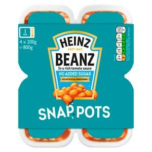 Heinz Baked Beans No Added Sugar Snap Pots 4 x 200g