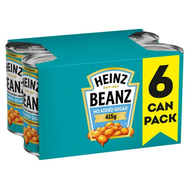 Heinz No Added Sugar Baked Beans in a Rich Tomato Sauce 6 x 415g - gallery image 1