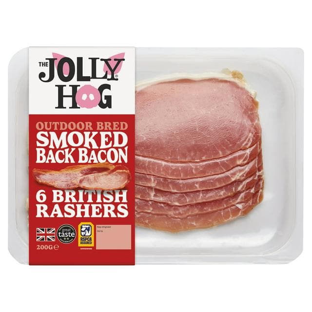 The Jolly Hog 6 x British Double Smoked Back Bacon Rashers 200g - gallery image 1