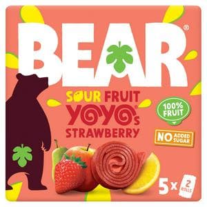 BEAR Xtreme Fruit Yoyos Sour Strawberry Multipack 5x20g