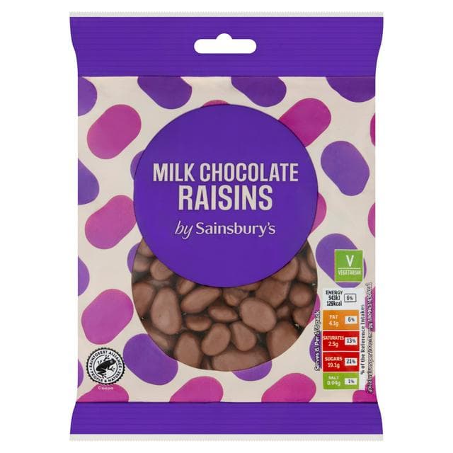 Sainsbury's Milk Chocolate Raisins 180g - gallery image 1
