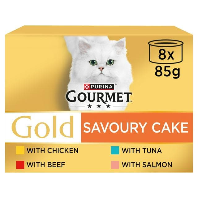 Gourmet Gold Savoury Cake Meat & Fish Variety Wet Cat Food 8 x 85g - gallery image 1
