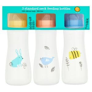 Sainsbury's Little Ones 3 Standard Neck Feeding Bottles Slow Flow 0+ Months